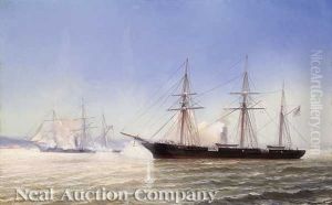 The Confederate Raider Alabama In Action With The Uss Kearsarge, June 19, 1864
