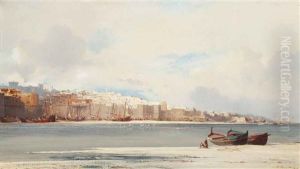 Figures On The Shore Before Rabat, Morocco