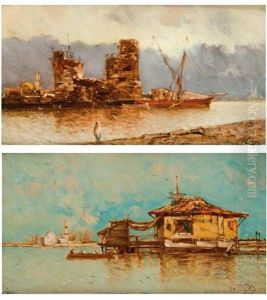 Maison De Bois Sur Le Bosphore (+ Bateau A Quai Sur Le Bosphore; Pair) by Jean Baptiste Henri Durand-Brager