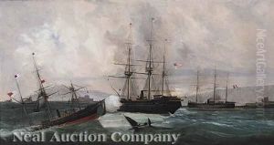 The Confederate Raider Alabama In Action With The Uss Kearsage, June 19, 1864