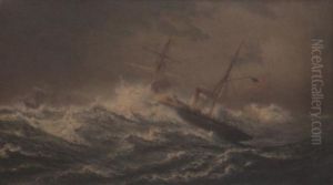"alabama" And The "kearsarge", Battle At Sea by Jean Baptiste Henri Durand-Brager