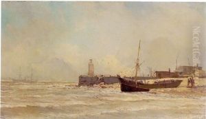 Cargo Mixte Pres D'un Phare by Jean Baptiste Henri Durand-Brager