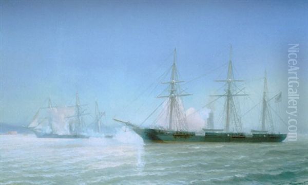 The Confederate Raider "alabama" In Action With The "u.s.s. Kearsage" - view 1