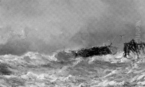 Foundering Ship Before A Quay by Jean Baptiste Henri Durand-Brager