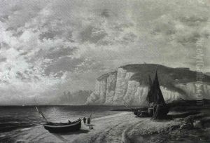 Coastal Scene With Fishing Boats And Figures Coastal Scene With Fishing Boats And Figures