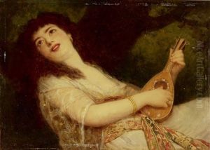 Die Laute Spielende Frau by Leopold Durangel
