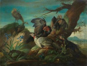 Turkeys In A Landscape; And Ducks Before A Tree (2) by Giorgio (Count) Durante