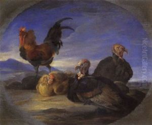 Tacchini E Galli In Un Paesaggio by Giorgio (Count) Durante