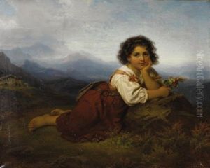 Young Girl With Flower by Friedrich Durck