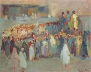 Foule Sur Une Place Au Maroc by Gaston Jules Louis Durel