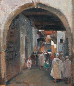 Foule Au Marche by Gaston Jules Louis Durel