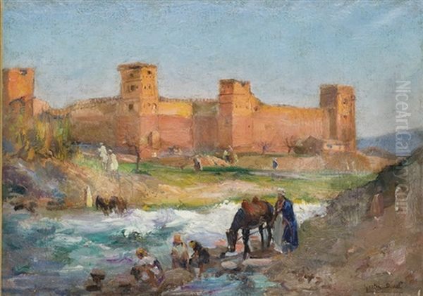 Femmes Lavant Leur Linge Devant La Kasbah - view 1