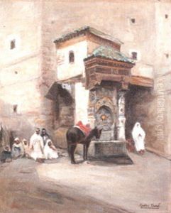 La Fontaine Nedjarine A Fes by Gaston Jules Louis Durel