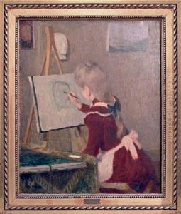 Jeune Fille Dessinant by Eugene Antoine Durenne