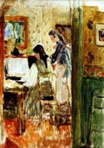 Interieur, Jeune Femme Au Piano by Eugene Antoine Durenne
