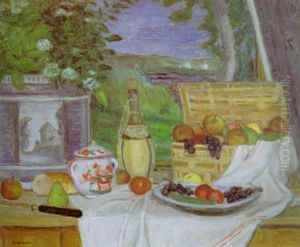 Nature Morte, Le Panier De Pommes by Eugene Antoine Durenne