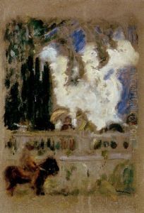 Jeux D'eau Dans Un Parc by Eugene Antoine Durenne