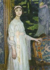 Portrait De Mademoiselle Saraut by Eugene Antoine Durenne