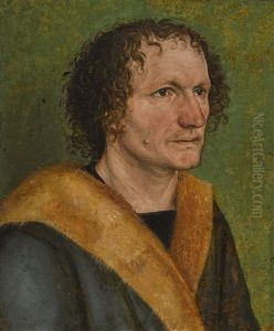 Portrait Of A Man Against A Green Background