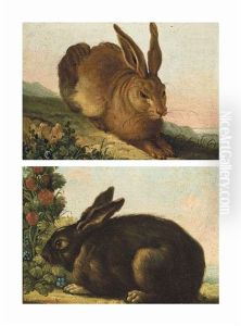 A Hare In A Landscape; And A Rabbit By A Bush (pair) by Albrecht Durer