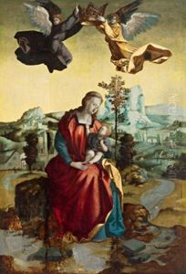 Maria Mit Dem Kind In Einer Landschaft by Albrecht Durer