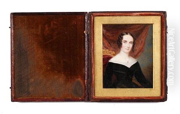 A Lady, Named Susannah Whitmore, Seated And Wearing A Black Dress, White Slip With Lace Trim, Silver Pendant On A Chain Around Her Neck, Her Hair Parted, Upswept And Curled - view 1