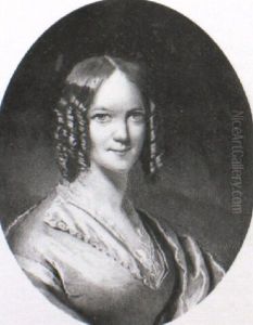 Portrait Of A Lady In Blue Satin Shawl And White Dress by Cornelius Beavis Durham