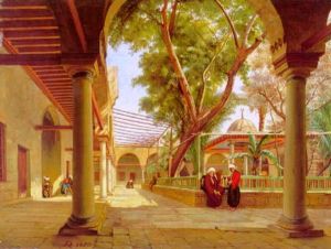 Conversation In The Interior Courtyard Of A Mosque, Istanbul by Johann-Ludwig Rudolf Durheim