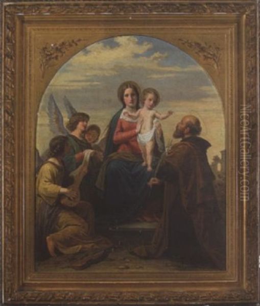 Heilige Familie Mit Musizierenden Engeln - view 1