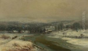 Winter Landscape With River by George Henry Durrie