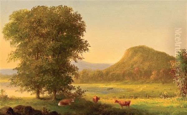 Summer Landscape With Cows, East Rock, New Haven (+ Summer Landscape With Cows At River; Pair) - view 1