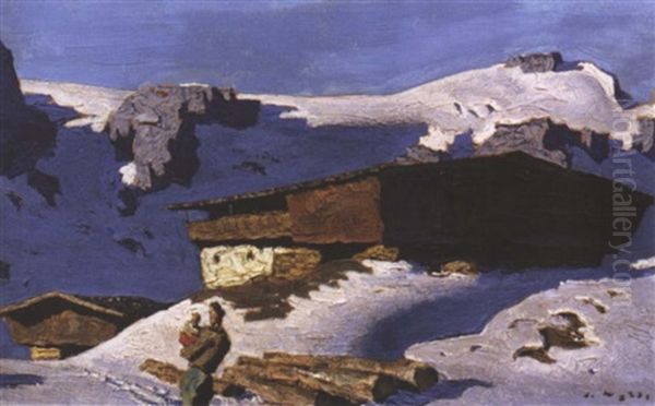 Winter Landscape With Stag - view 1