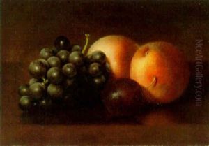 Still Life With Grapes, Peaches And Plum by John Durrie