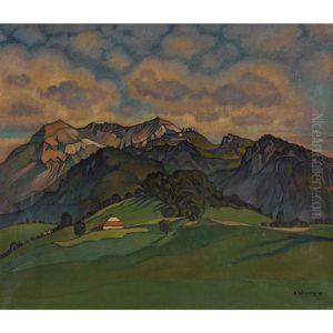 Hugelige Landschaftspartie by Rudolf Duerrwang