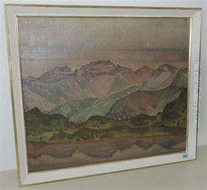 Sommerliche Seenlandschaft Mit Gebirgszug Im Hintergrund by Rudolf Duerrwang