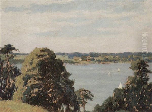Sommerliche Seelandschaft Um Berlin (?) Mit Segelbooten - view 1