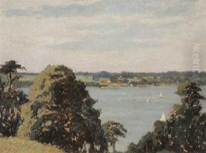Sommerliche Seelandschaft Um Berlin (?) Mit Segelbooten by Max Durschke