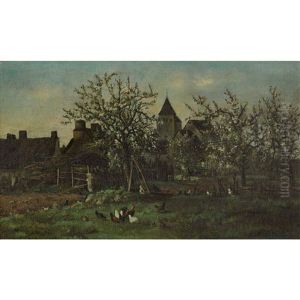 Landliche Gartenpartie Mit Huhnern by Auguste Durst