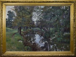 Forest Scene With River by Auguste Durst