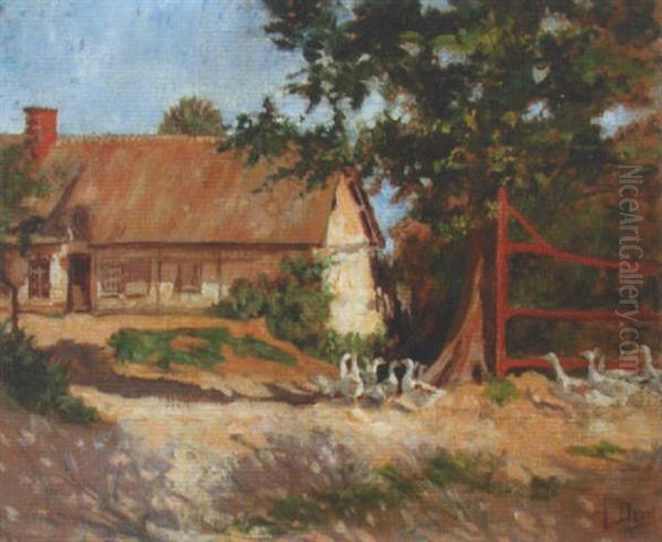 Les Oies Blanches Devant La Ferme - view 1
