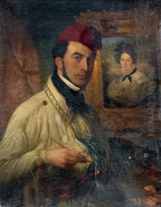Portrait De Peintre by Charles Barthelemy Jean Durupt
