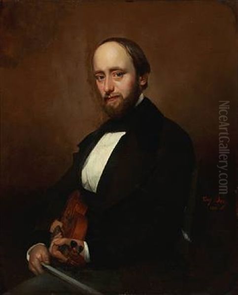 Portrait Of A Musician With A Violin - view 1