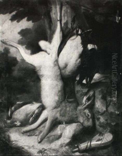 Still Life Of Duck, Hare And Pigeon With A Powder Flask - view 1