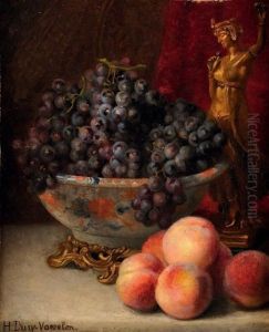 Nature Morte Aux Peches Et Aux Raisins by Hortense M.G. Dury-Vasselon