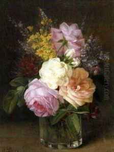 Vase De Roses by Hortense M.G. Dury-Vasselon