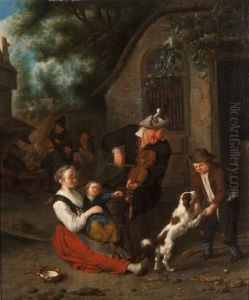 Composition With Faces by Cornelis Dusart