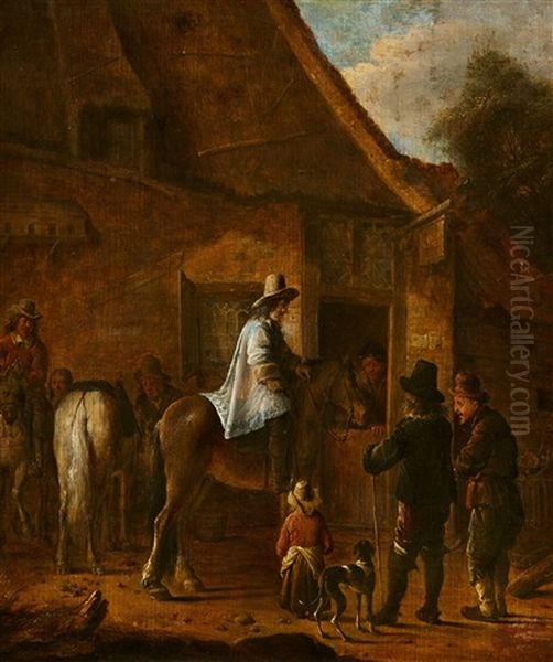 Horsemen By A Tavern - view 1