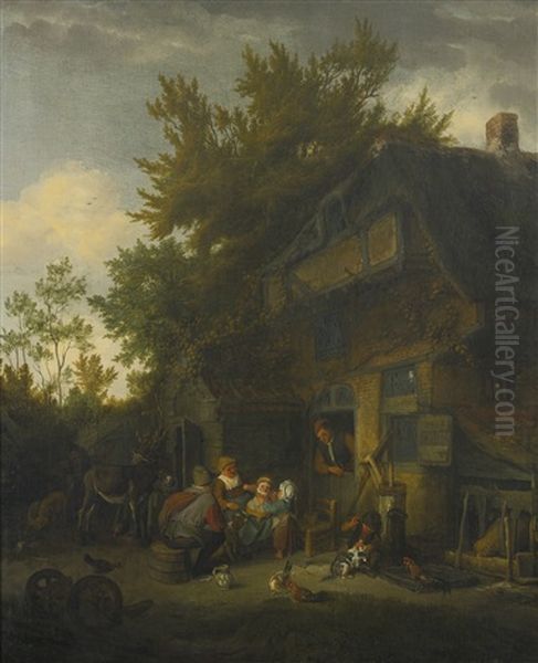 Peasant Family Outside A Cottage - view 1