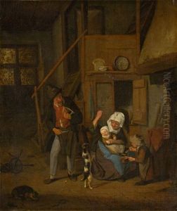 Peasant Family, With A Dancing Dog by Cornelis Dusart
