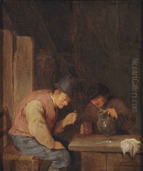 Two Peasants Smoking In An Interior - view 1